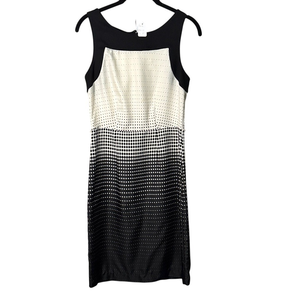 The Limited‎ Black White Polka Dot Sleeveless Sheath Dress